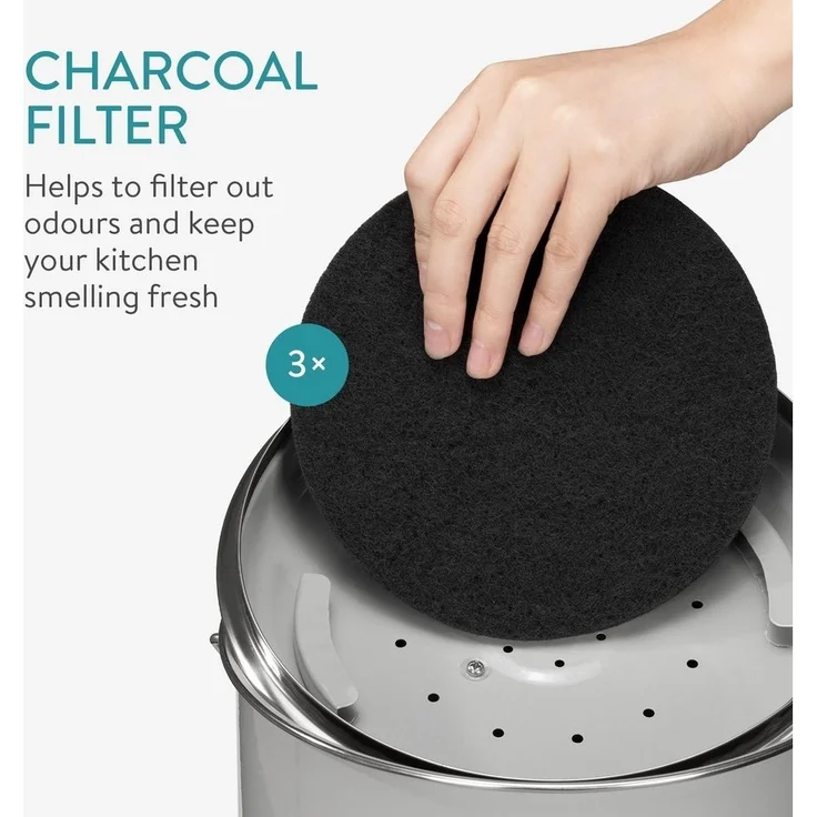 Navaris Mülleimer Navaris Komposteimer Biomüll - 5l mit Schwenkgriff & Kohlefilter – Bild 2