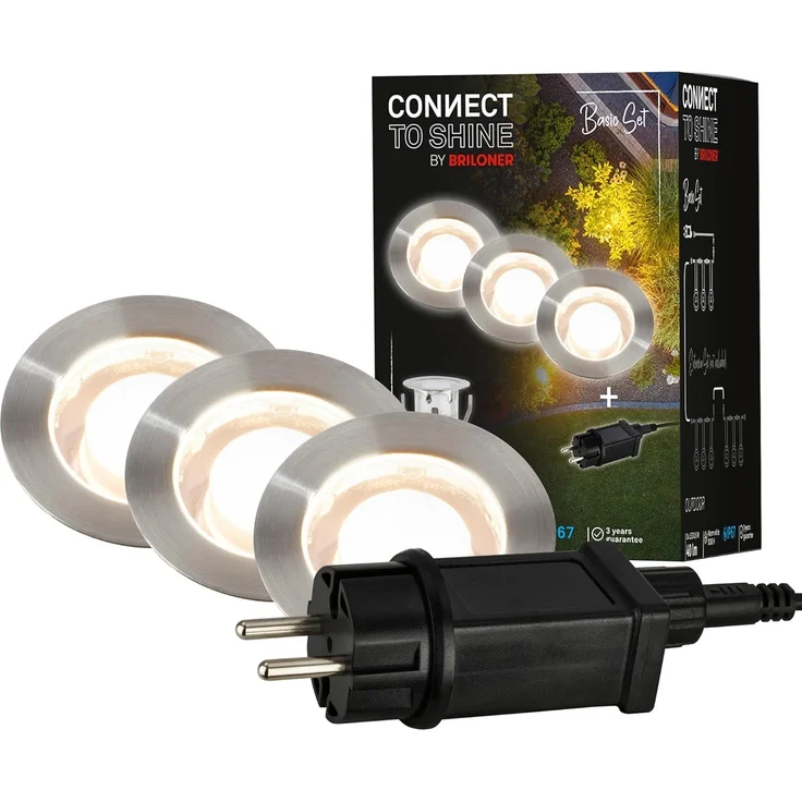 Briloner LED Außen-Bodenstrahler Kebony Connect to Shine 3er Starterset 0,6W warmweiß – Bild 1