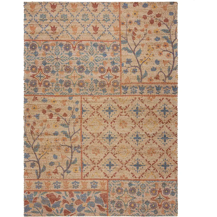 Xora Handwebteppich, Blau, rechteckig 160x230 cm, Blume, AZO-frei, Handmade in India, für Fußbodenheizung geeignet