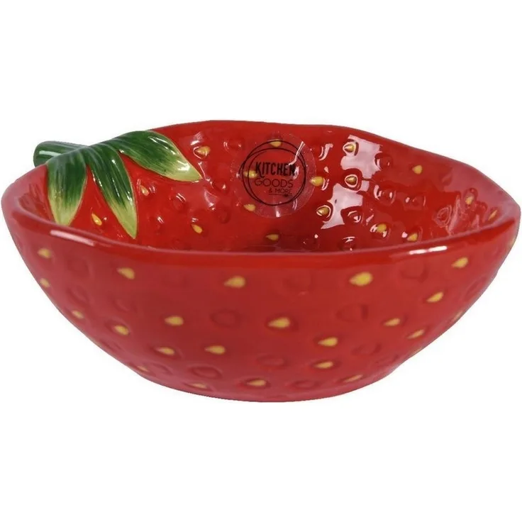Kaemingk Schale CITRI, B 15,5 cm, Rot, Grün, Dolomit, (1-tlg), Erdbeerform