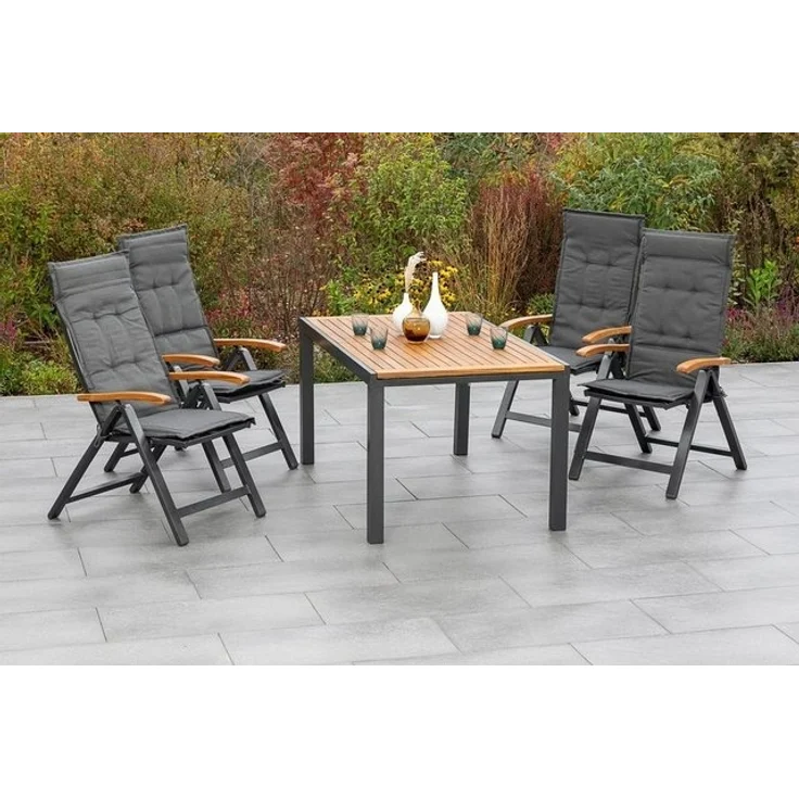 MERXX Garten-Essgruppe Tilos, (5-tlg), 4 Klappsessel mit ausziehbarem Tisch – Bild 2
