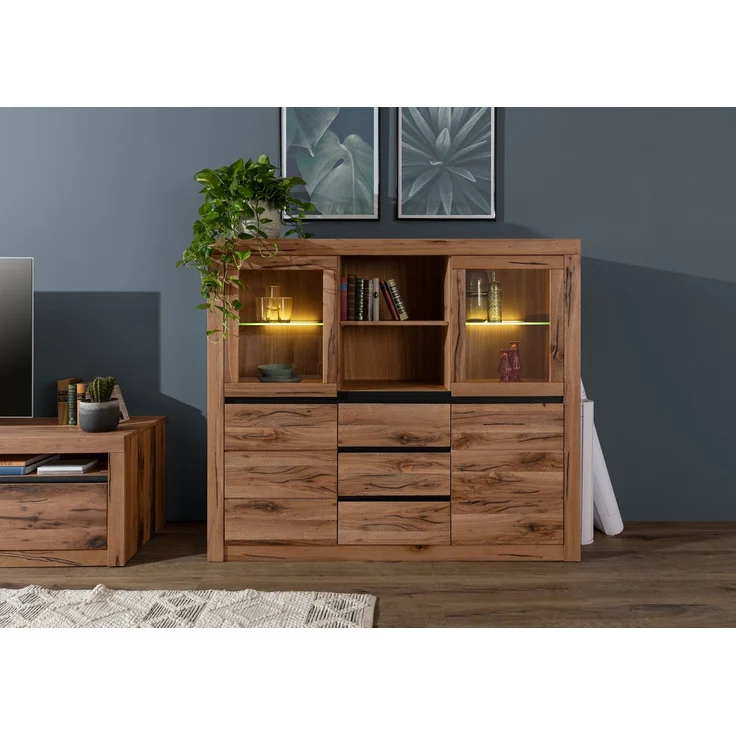 Highboard Wildeiche / Zerreiche 155x43x140 braun geölt MONTREUX #356 – Bild 9