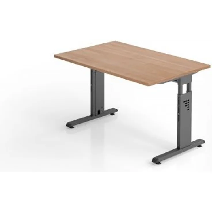 Büro Schreibtisch 120x80 cm Modell OS12 höheneinstellbar N = Nussbaum-Graphit