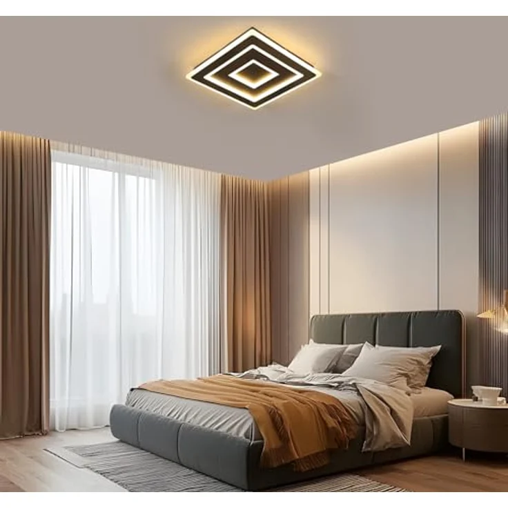 Comely LED Deckenleuchte Schwarz Quadrat für Wohnzimmer, 52W 5850LM 40cm Moderne Deckenlampe Quadratisch Deckenbeleuchtung Lampen für Schlafzimmer, Wohnzimmer, Warmes Licht 3000K – Bild 8