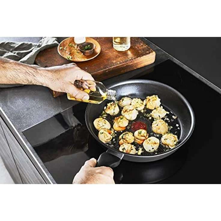 Tefal G25591 Unlimited On 3-teiliges Pfannen-Set | Pfannen 24/28 cm und Wokpfanne 28 cm | kratzfeste Antihaftversiegelung | Thermo-Signal | alle Herdarten + Induktion | einfaches Reinigen | Schwarz – Bild 6