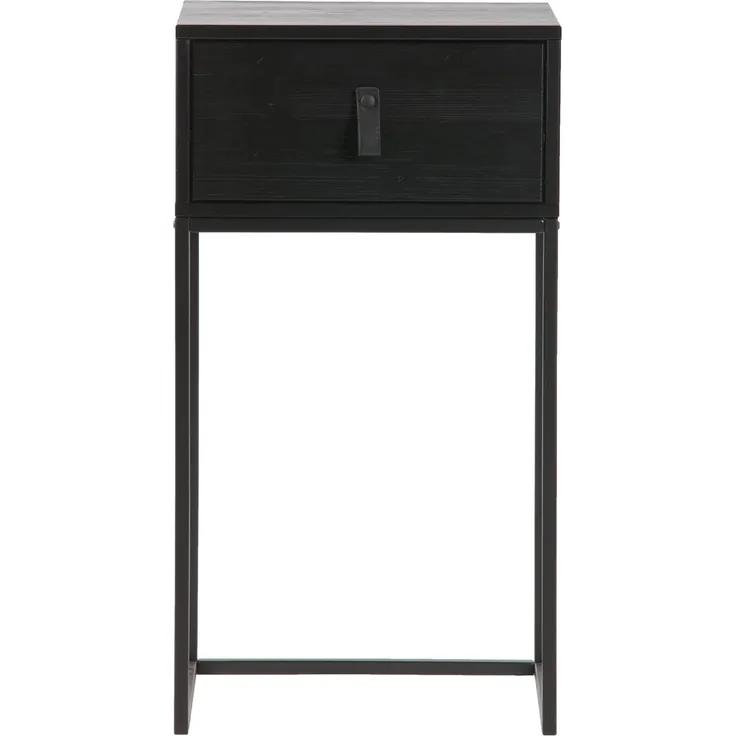 Nachttisch Zola mit Schublade, Schwarz, 40 x 35 x 74 cm