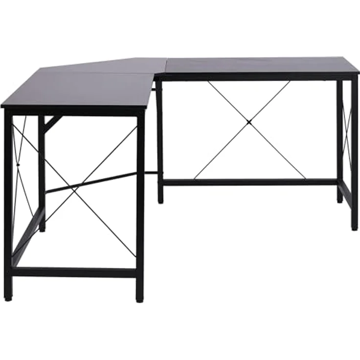HOMCOM Computertisch Schreibtisch L-Form Eckschreibtisch Winkelschreibtisch MDF Schwarz 150 x 150 x 76 cm – Bild 2