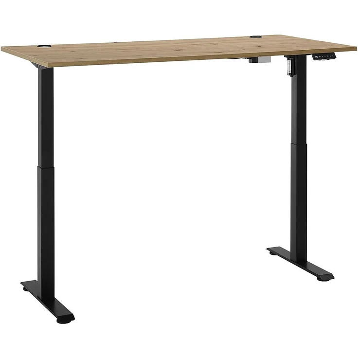 Elektro-Schreibtisch Gedankenplatz / Ben 3, Holzwerkstoff, Schwarz, Holzfarben – Bild 4