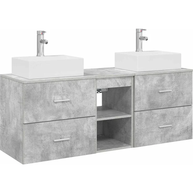 vidaXL Badezimmerschrank-Set 3 stk. Betongrau 129 x 41 x 79,5 cm 3405838 – Bild 2