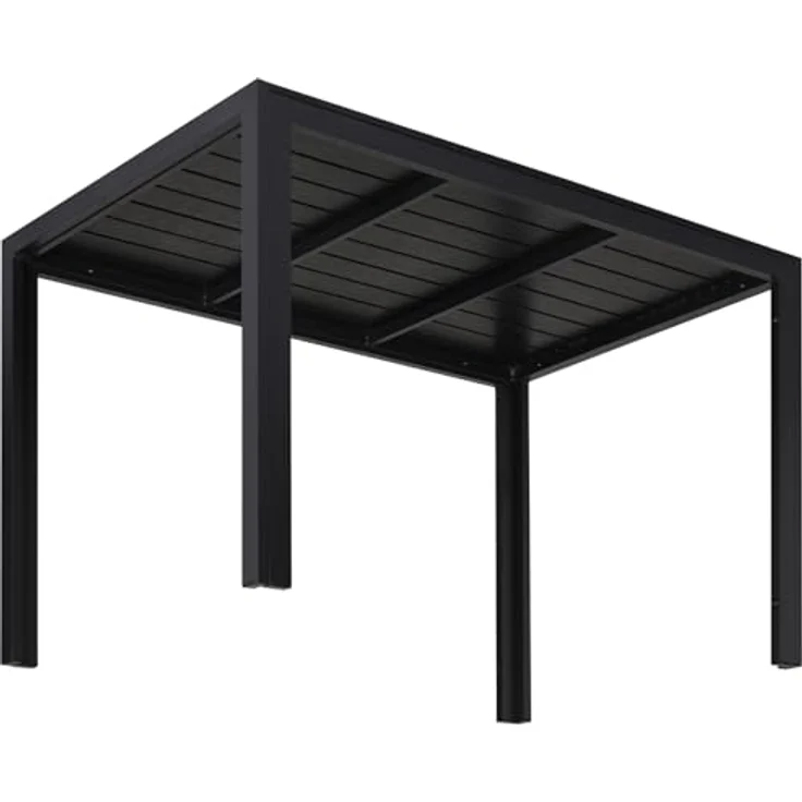 Clevich Gartentisch Wetterfeste, 110x70 cm, Outdoor-Esstisch, WPC Balkontisch, Aluminiumrahmen, Wetterfeste Gartenmöbel, Quadratischer Terrassentisch, Schwarz – Bild 7