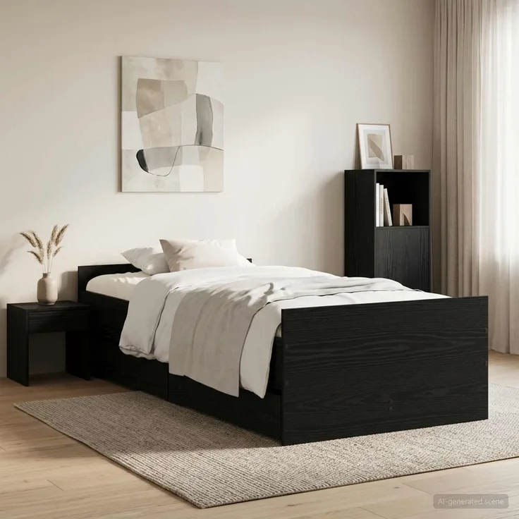 vidaXL Bettrahmen Schwarze Eiche 100 x 200 cm Holzwerkstoff 3446582