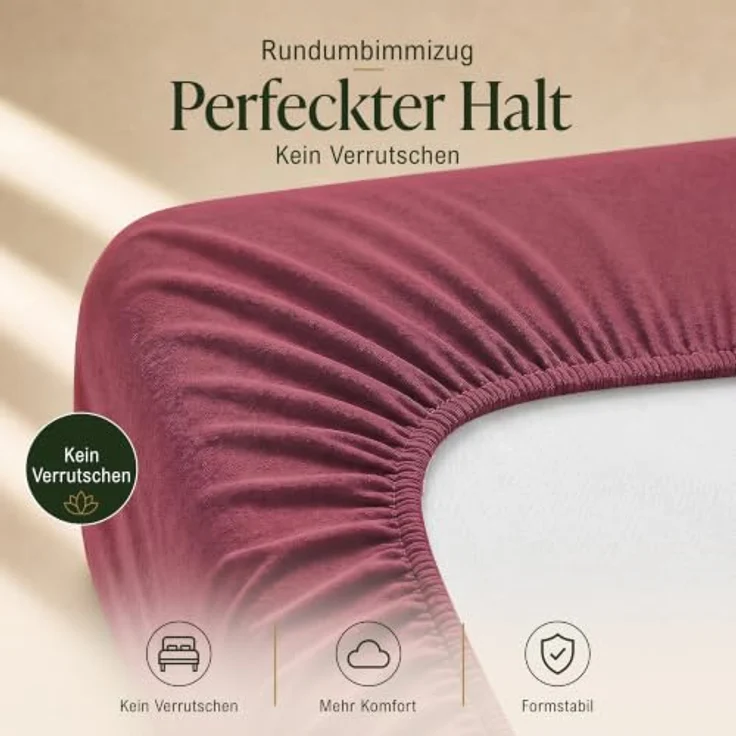 MALIKA® Spannbettlaken 120x200cm, Baumwolle Jersey mit faltenfreier Passform, Matratzenhöhe bis 28 cm, Oeko-Tex zertifiziert – Bild 3