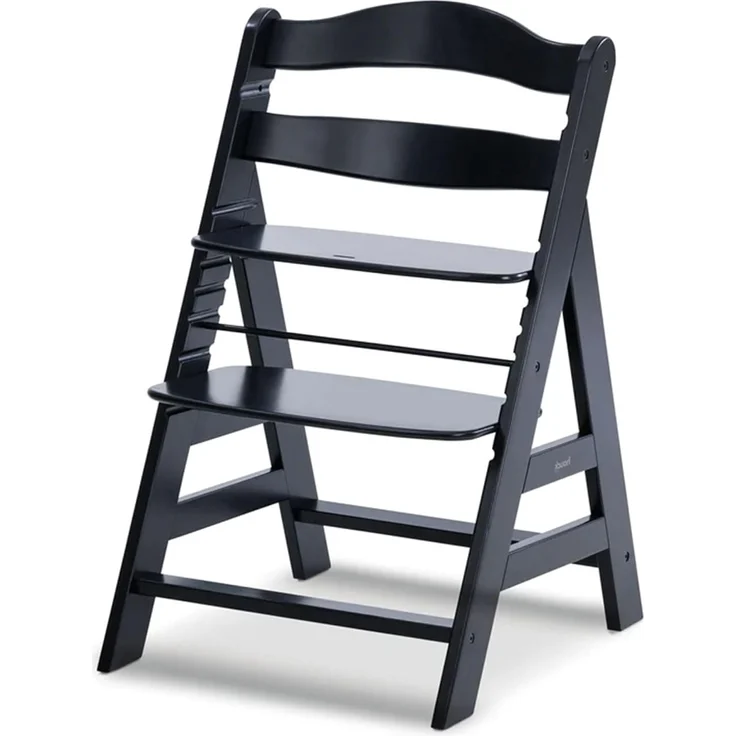 Hauck Kinder Hochstuhl Alpha+ - Mitwachsender Holz Babystuhl (FSC zertifiziert), Kinderhochstuhl ab 6 Monate, verstellbar, mit Schutzbügel, Schrittgurt und 5-Punkt-Gurt - Schwarz – Bild 9