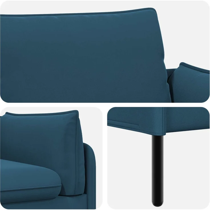 vidaXL 3-Sitzer-Sofa 3-Sitzer Blau 222 x 81 x 89 cm Samt 42048651 – Bild 6