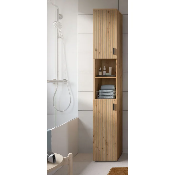 Badschrank B/H/T: 30x192x30 cm in Artisan Oak Nachbildung und -- – Bild 6