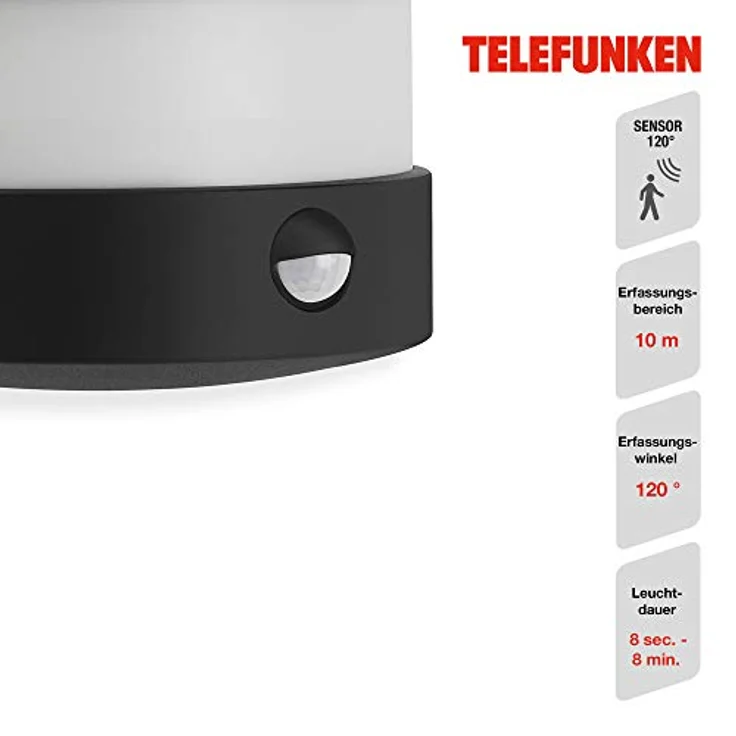 TELEFUNKEN LED Außenwandleuchte, Außenlampe mit Bewegungssensor und Dämmerungssensor, 12 Watt, 1.200 Lumen, IP44, Weiß/Schwarz, 245x180x95mm – Bild 3