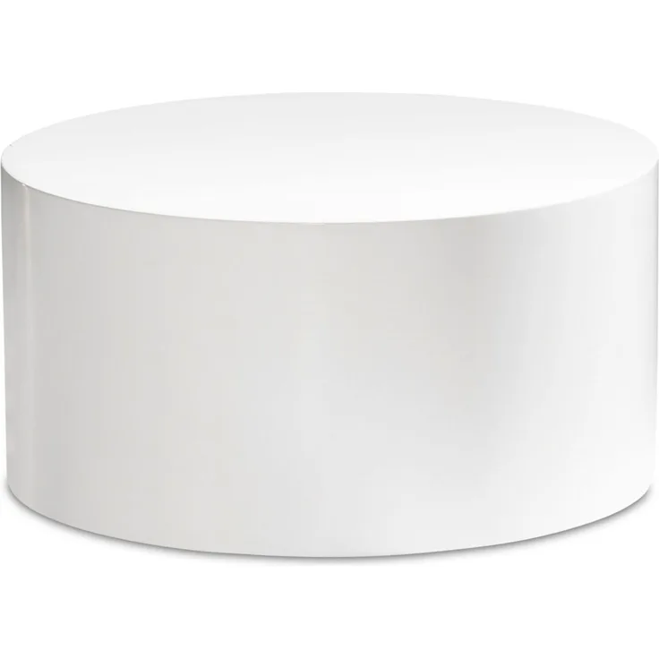 Wohnling Couchtisch MONOBLOC 60x60x30cm Weiß Hochglanz Rund Modern