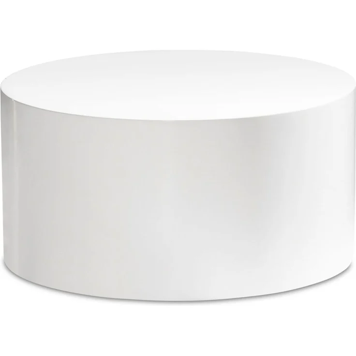 Wohnling Couchtisch MONOBLOC 60x60x30cm Weiß Hochglanz Rund Modern – Bild 1