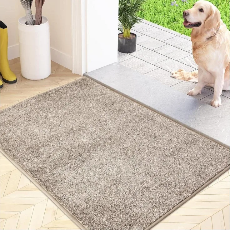 FCSDETAIL Fußmatte Schmutzfangmatte rutschfest waschbar 60x90cm Beige Sauberlaufmatte