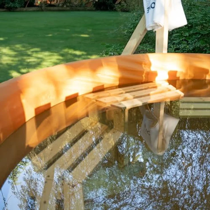 Home Deluxe Badefass SKANDI M - Outdoor Pool, Hot Tub mit Holzofen, skandinavischem Design und PVC-Innenverkleidung – Bild 9