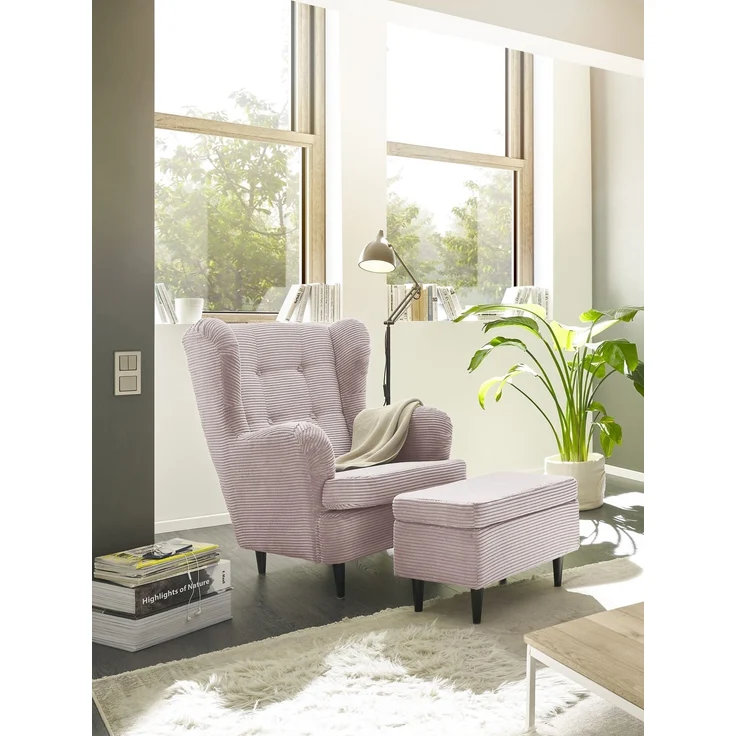 Ohrensessel >OSKAR< (Sessel und Hocker) in Flamingo - 78x102x98 (BxHxT) – Bild 2