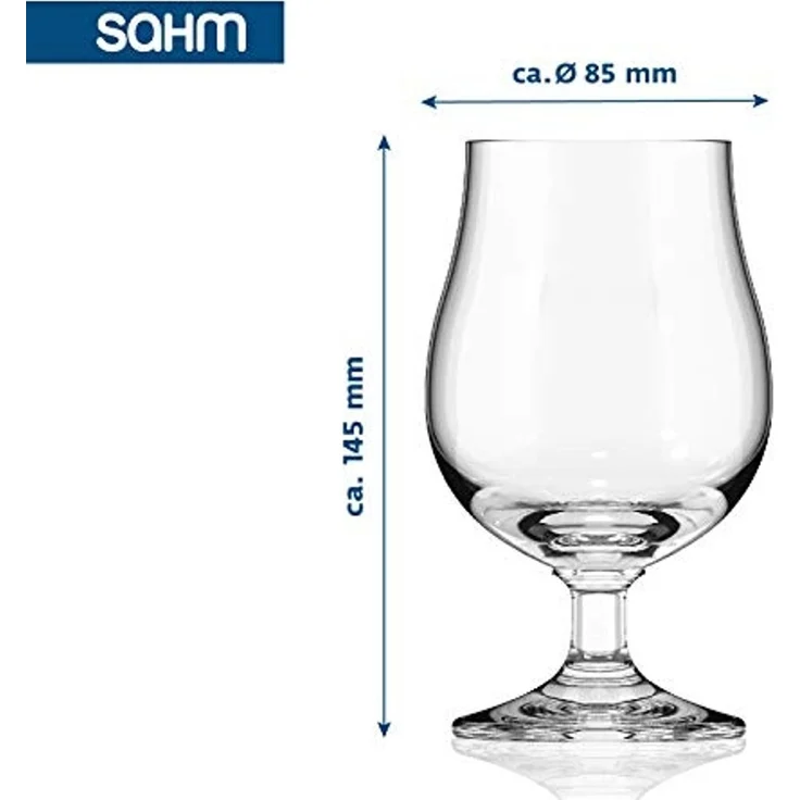 SAHM Bierglas Pokal Biergläser 0,3 Liter 6 Stück - Biertulpe, Edles Glas – Bild 3