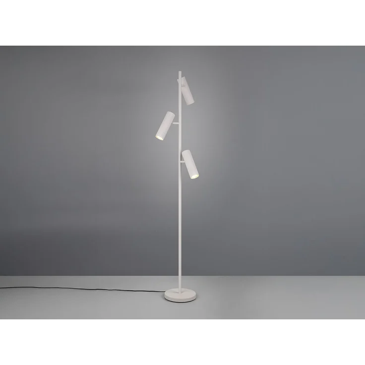 Moderne Stehlampe SOKA mit 3 schwenkbaren Spots, Hellgrau, Höhe 150cm – Bild 1
