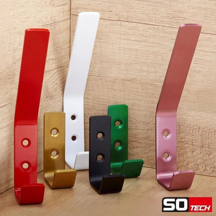 SO-TECH® Kleiderhaken Wandhaken, aus Edelstahl, 60 x 20 x 45 mm, (1-St), kleiner Jackenhaken mit abgerundeten Kanten gelb – Bild 4