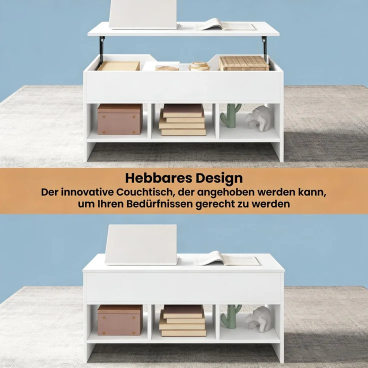 EINHOM Kleiner Esstisch, Couchtisch, PC-Schreibtisch, Transformable Wohnzimmer Tisch, Beistelltisch (Nur Mit Tisch) – Bild 5