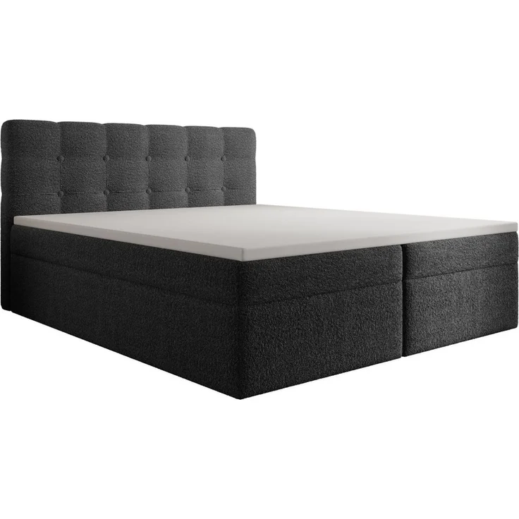 thematys Boxbett Luxus mit Bettkasten 180x200cm, mit Bonnellfederkernmatratze H3, Bouclé/Velours, mit Stauraum, mit 3 cm Topper, Anthrazit (Frotte 6), Art.-Nr. S0WGG0ANWV3 – Bild 2