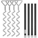 Songmics Bodenanker für Trampoline, Spiral-Bodenverankerung, Set aus Erdankern aus verzinktem Eisen und Polyester-Gurten mit Stahl-Schnallen, zur Befestigung am Boden