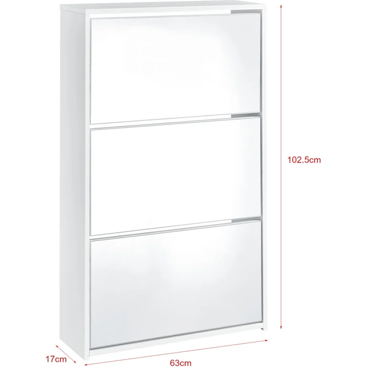 en.casa Schuhkipper Vogar mit 3 Türen 103 x 63 x 17 cm Weiß – Bild 5