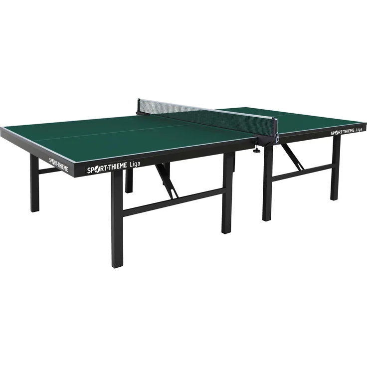 Sport-Thieme Tischtennisplatte Liga, Indoor-Tischtennistisch mit 25 mm Feinspanplatte, grün, für Wettkämpfe
