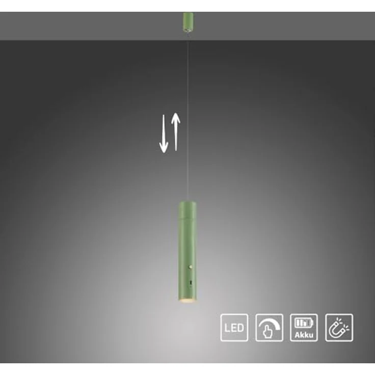 Just Light Attach, LED Akku-Pendelleuchte in Weiß, 300 lm, USB-Ladung, 3 Helligkeitsstufen, verstellbare Höhe – Bild 8