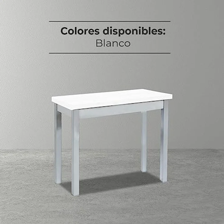 ASTIMESA Küchentisch im Buchstil ohne Schublade und Platte aus laminiertem Holz, weiß, 80 x 40 cm a 80 x 80 cm – Bild 7