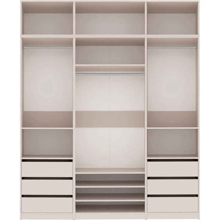 Marmex Möbel Tres Set-T/N Offenes Regalsystem, Ankleidezimmer Möbel mit Regalen und Kleiderstangen, Garderobenschrank ohne Türen, laminierte Spanplatte, graubeige cashmere 200x246x51 cm – Bild 1