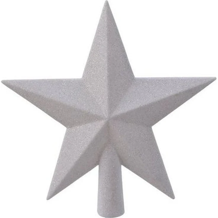 Kaemingk Christbaumspitze, Christbaumspitze Stern mit Glitzer 19cm Kunststoff - Winterweiss – Bild 2