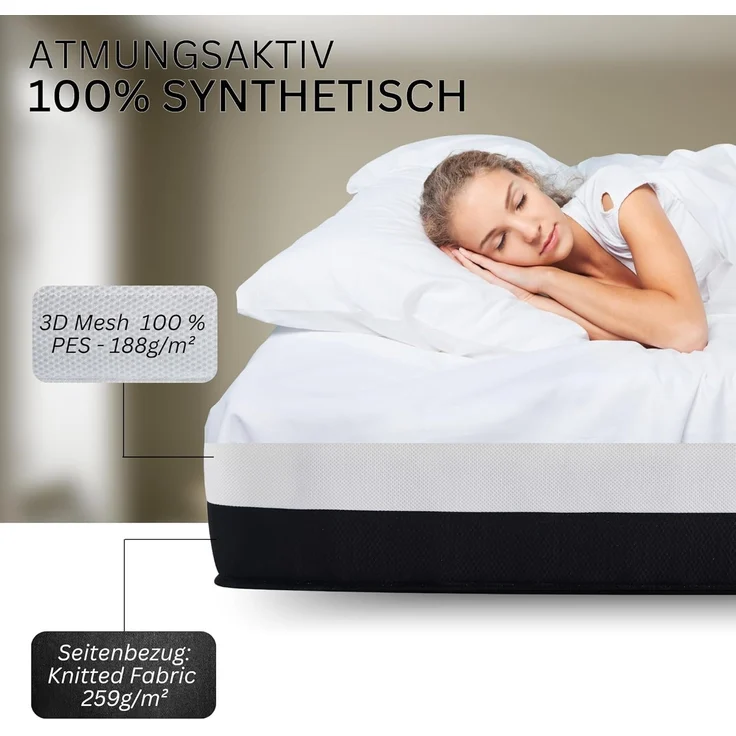 Arensberger EMILIA Federkernmatratze mit GEL-Schaum und integriertem Topper | 140x200 cm Höhe 23cm | Härtegrad H3/ H4 | HR Taschenfederkern Matratze – Bild 4