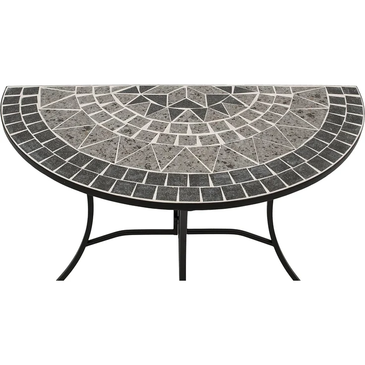 DEGAMO SIENA Wandtisch, Metall + Mosaik, schwarz/grau, 90x45cm halbrund – Bild 4