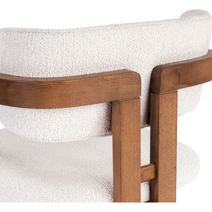 Modern Beech Wood Chair with Chenille Texture Fabric, Easy Clean, White & Walnut, 54 x 76 x 54 cm | Comfortable 5 cm Foam Seat, Perfect for Home Office & Contemporary Spaces – Bild 5
