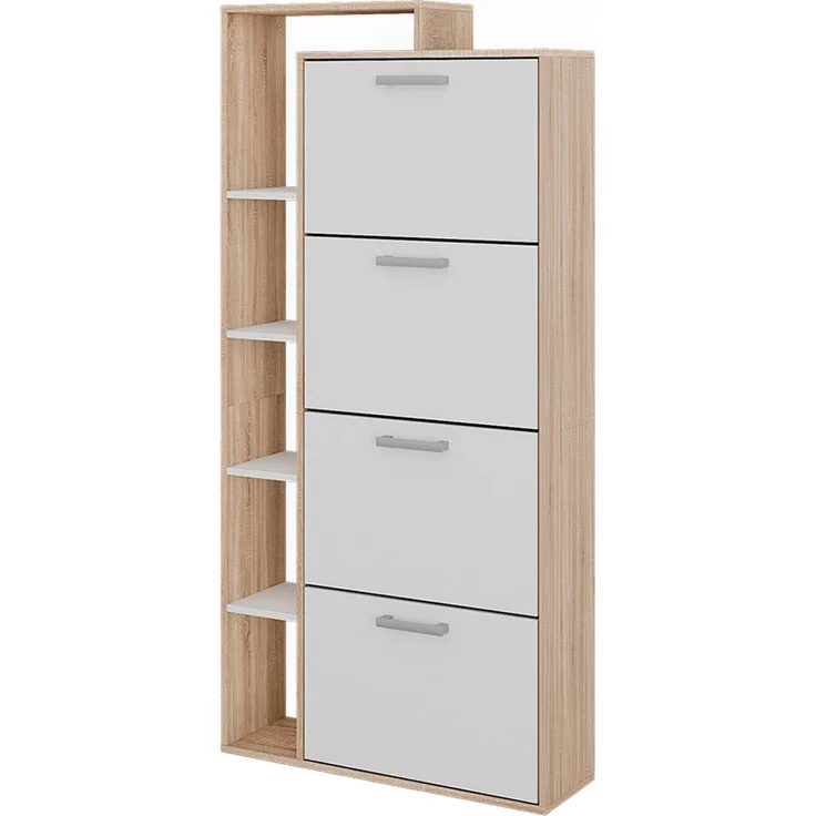 Schuhkipper Orlando Weiß/Sonoma 80 x 166.1 cm mit 4 Fächern Vicco – Bild 1