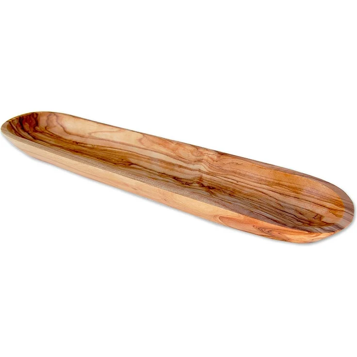 Olivenholz-erleben Brotschale oder Baguetteschale ca. 30 cm lang aus Olivenholz, (1-tlg), Passend für lange Brote wie Baguette oder Ciabatta, fein geschliffen – Bild 2