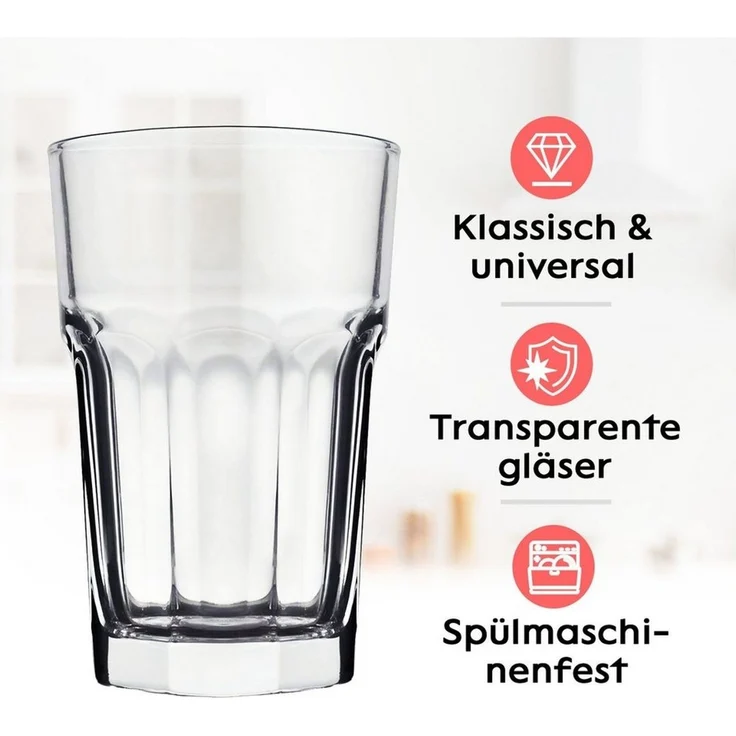 KONZEPT Gläser-Set Wassergläser Set 320ml Transparent - Trinkgläser, 12-tlg, Set Gläser für Wasser, Saft und Cocktails – Bild 3