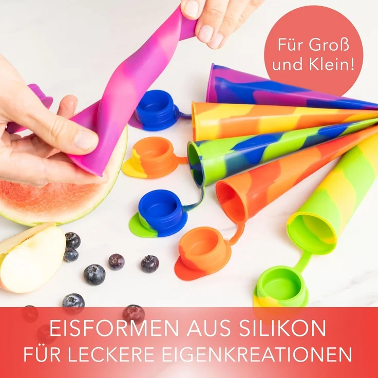 AVANA Eisform Wiederverwendbare Eisformen aus Silikon Eis Formen Eiscreme Wassereis, (6-tlg), Bunt, BPA-frei – Bild 2