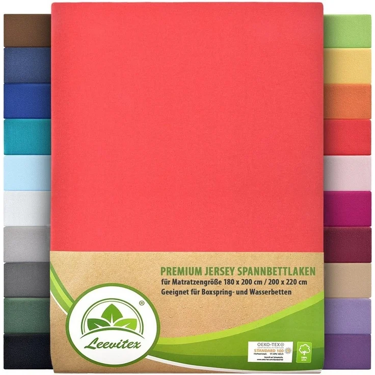 leevitex® Spannbettlaken Premium 195, Gummizug: Rundum, blickdicht, Anti-Pilling, 97% Baumwolle, 3% Elasthan, 40 cm Steg – Bild 1