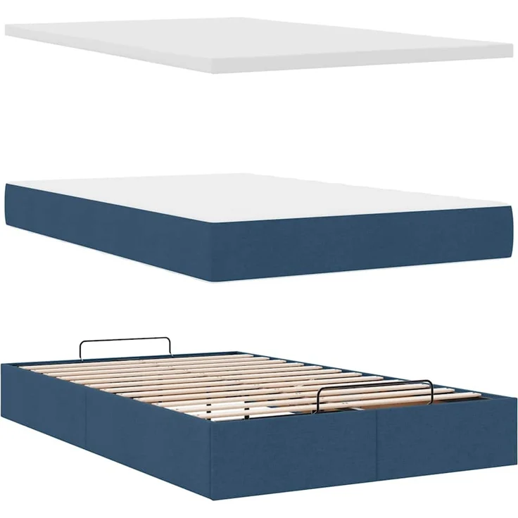 vidaXL Ottoman-Bett mit Matratze Blau 120x200 cm Stoff 3311621 – Bild 6