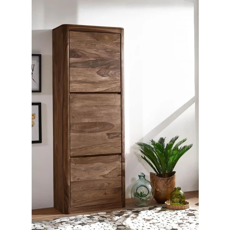 Dielenschrank Sheesham 70x37x200 rot-braun gebeizt TORONTO #136 – Bild 9