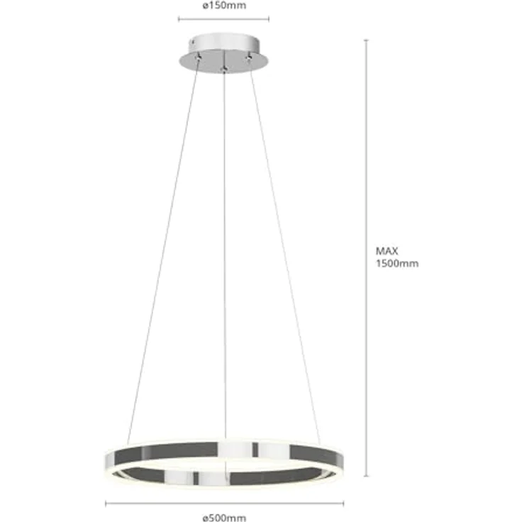 Lucande LED-Pendelleuchte Lyani, Ø 50 cm, chrom, dimmbar mit hoher Leuchtkraft und 3-stufiger Helligkeitsregulierung – Bild 7