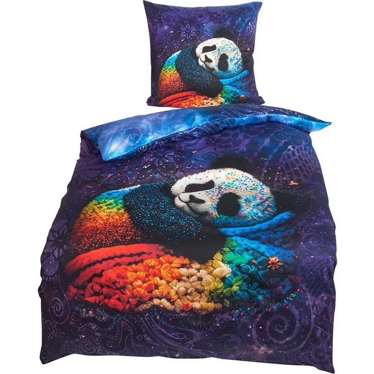 TRAUMSCHLAF Bettwäsche Panda, Mako Satin, 2 teilig, tierisches Design in einzigartiger Haptik – Bild 3