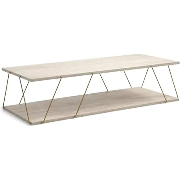 Couchtisch, 'Labranda', 30 x 50 x 120, Travertin , Gold – Bild 5